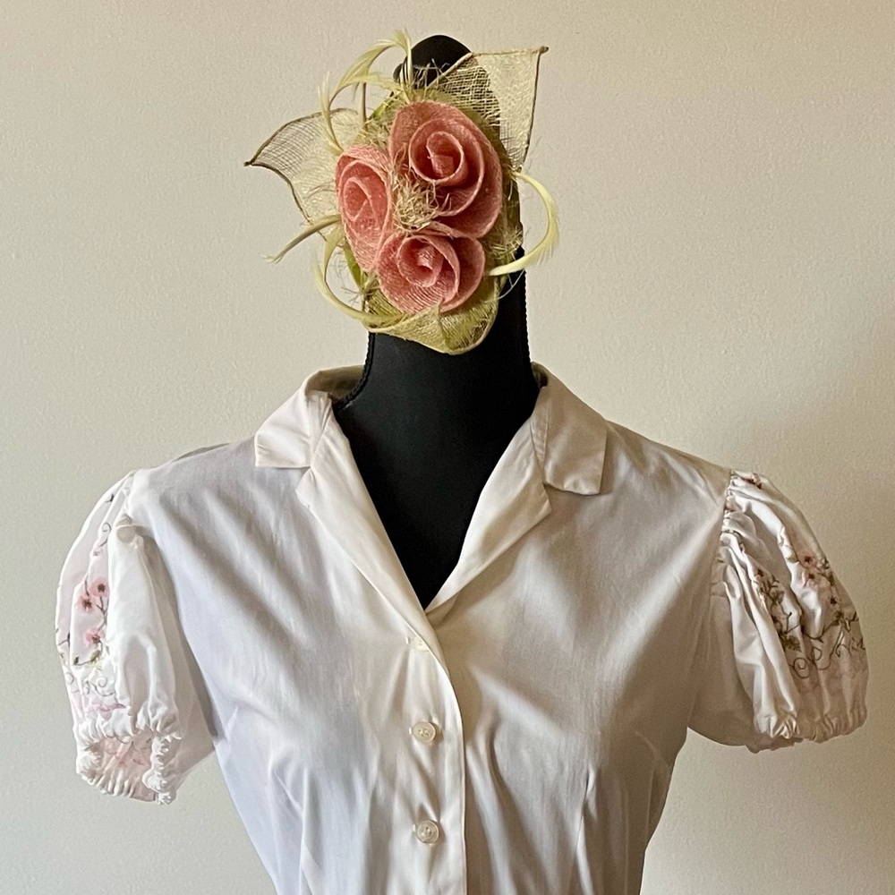 Vintage Wedding Dress by Sue Brett with floral embroidery
